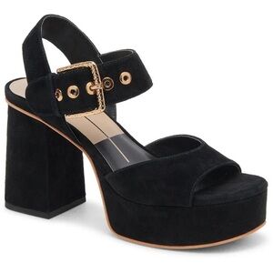 Dolce Vita Black Bobby Platform Heels with Gold Buckle size 7